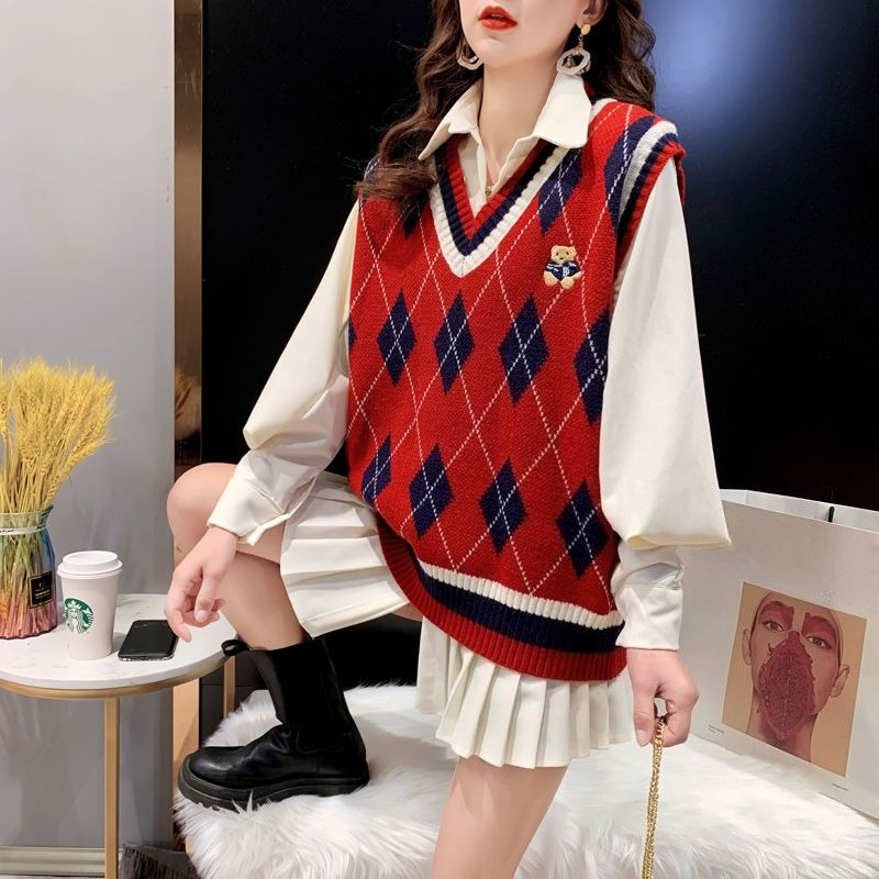 Winter Clothing Offer - Kadınlar İçin Kırmızı Örgü Yelekler Kolsuz