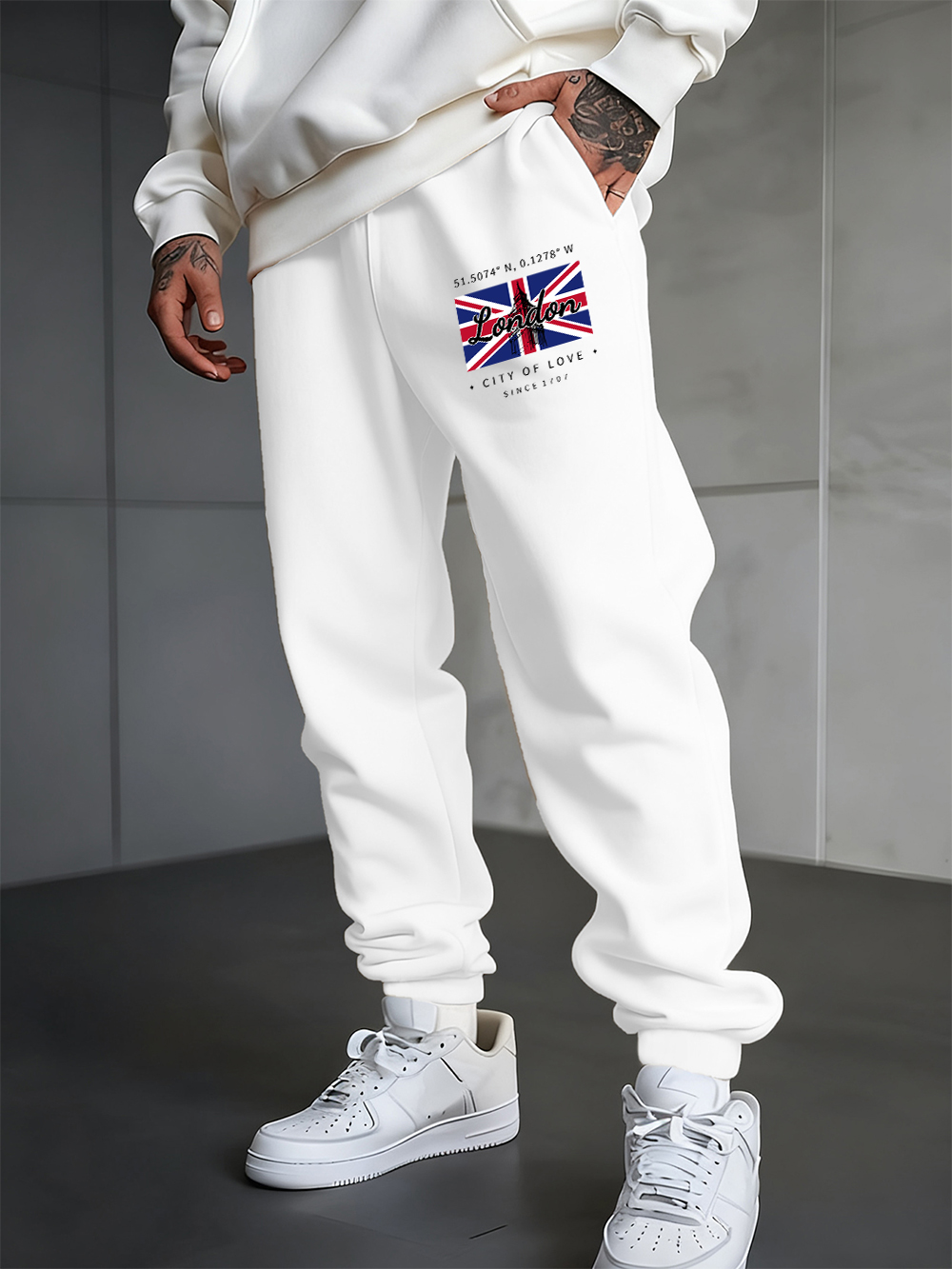 Winter Clothing London - Londra şehri aşk Flagprinting eşofman altı