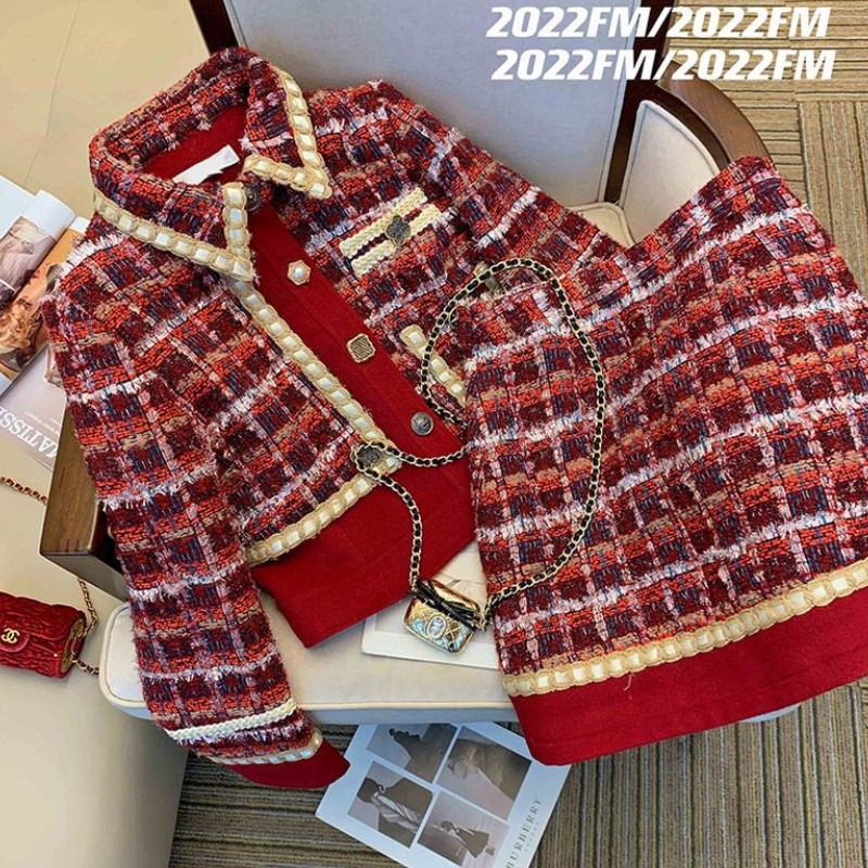 Winter Clothing Line - Kadınlar zarif tüvit kırmızı takım Jackert