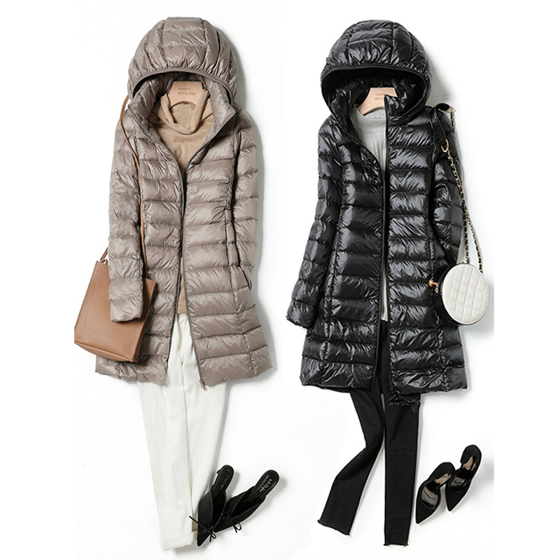Puffer Jacket Women Down - Kadın X-uzun Ofis Bayan Şapka Ayrılabilir