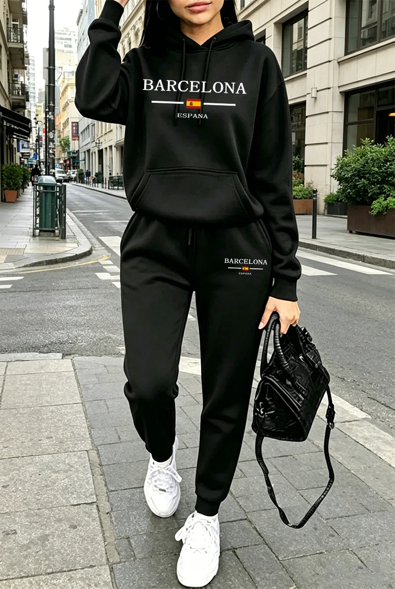 Winter Clothing Outdoor - Moda Kadın Eşofman Takımı Baskılı Günlük