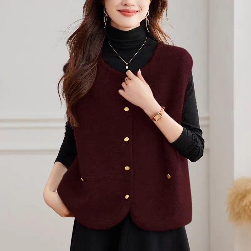 Winter Clothing Offer - Kadın Örme Yelek Düz Renk Moda