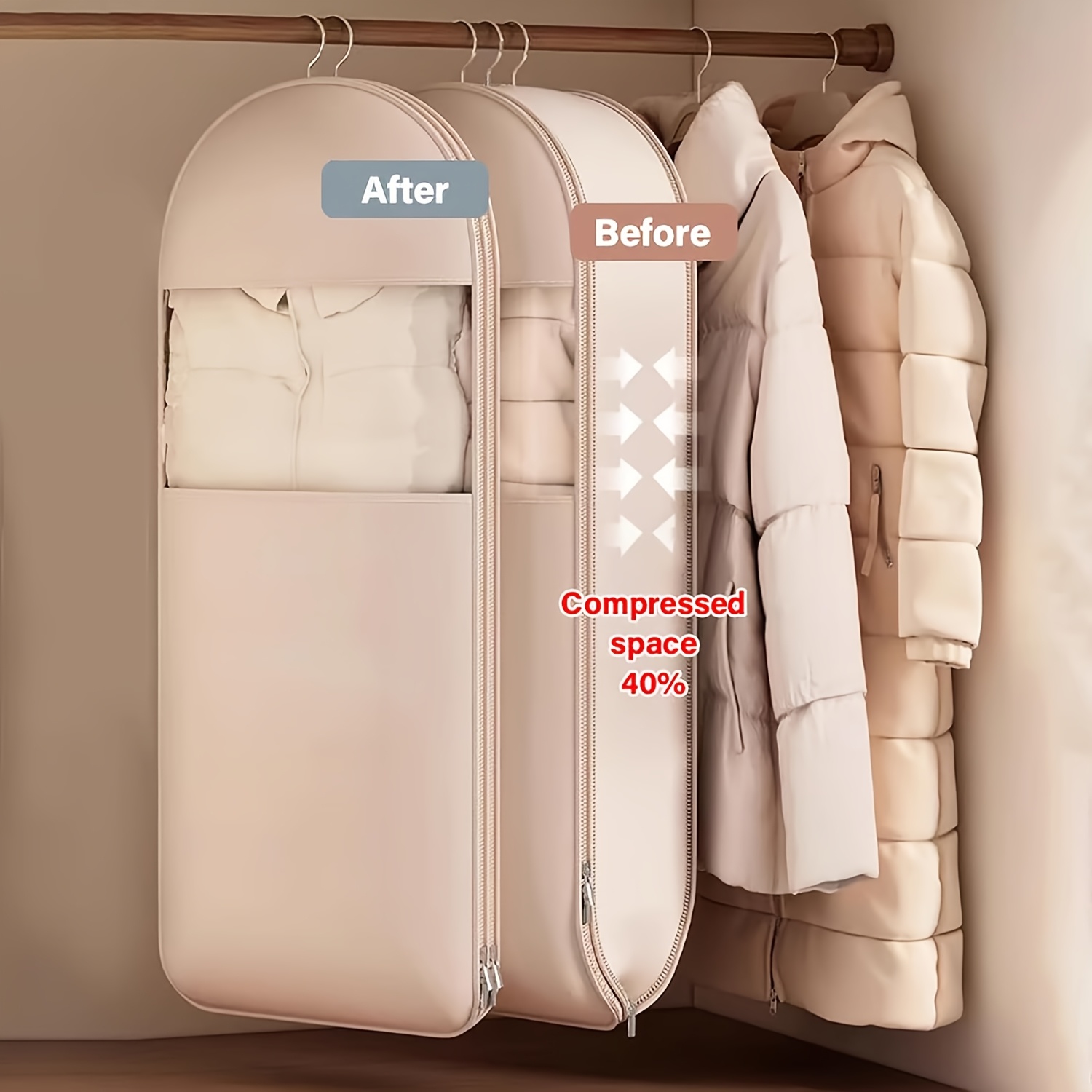 Bej Renkli Sıkıştırma Askılı Ç - Winter Clothing Organizer incelemesi ve fiyatı